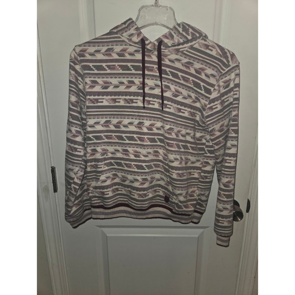 Rank 45 Mens Aztec Southwestern Geometric Hoodie Sweatshirt Burgundy Gray Size M